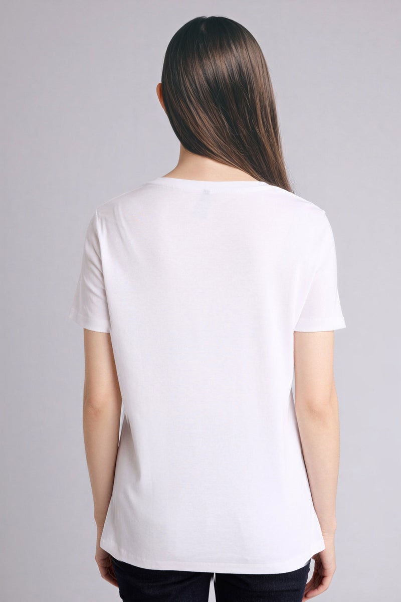 DeFacto White Woman Slim Fit V-Neck Basic Ribbed T-Shirt Casual - Image 5